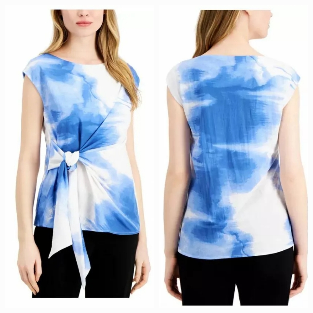 Alfani Side Front Tie Drape neck Blouse